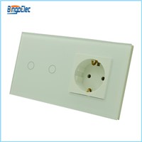 Eu standard 2gang 1way touch switch and germany socket