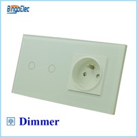 EU standard 2gang dimmer 700W touch switch and 16A french socket