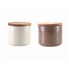 Brown Ceramic Candle Jars with Wood lid, Ceramic candle Containers