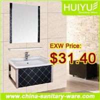 Simple designed stainless steel frame with ceramics cabinet basin bathroom cabinet