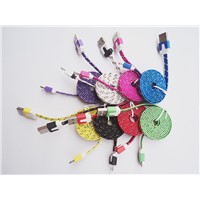 Fabric Nylon Micro USB cable colorful USB V8 charging cable for cell phone Samsung HTC Motorola
