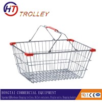 cheap wire mesh grocery shopping baskets with two handles wholesale
