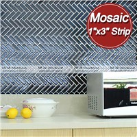 Premium mosaic tile kitchen 1&amp;quot;x3&amp;quot; strip herringbone design