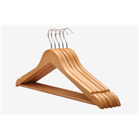 Layer Wooden Chrome Metal Clip & Hook Trousers Hangers