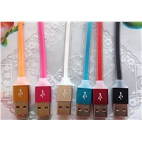20cm Aluminium alloy head colorful USB silica gel cable for connecting power bank with cell phone