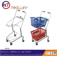 Japanese style Double Basket Supermarket Shopping Trolley Cart for Sale