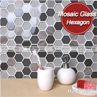 2&amp;quot; hexagon crystal glass mosaic mural and stone chip mix