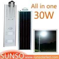 30W All in one solar powered LED Wall mounted, Park, Villa, Village light with motion sensor