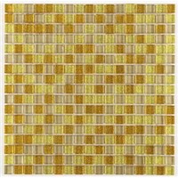 Yellow Sqaure Glitter Gold Dust Glass Mosaic Tile For Dubai