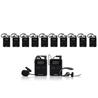 Digital wireless audio tour guide package(2 pc transmitter+10 pc receivers+Chargers+Acessories)
