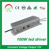 Aluminum 100w single output waterpoof power supply led driver 220v 12v transformer