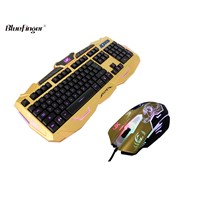USB Wired Three Color Adjustable Luminous Gaming Keyboard and Mouse Combo