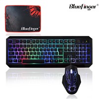 Wired Rainbow backlit gaming Keyboard and matched Mouse Combo Set