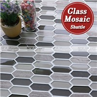 MM-Mosaic dark gray blend arrow glass mix stone mosaic tile