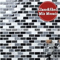 MM-Mosaic glass&amp;amp;shell mix bathroom glass mosaic tile