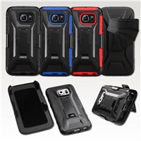 FullBody Hybrid Armor Case W/ stand & Rotating Belt Clip Cover for Samsung Galaxy S6 Edge SGS6C33