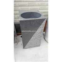 G654 Pedestal Sink, Dark grey granite pedestal sink