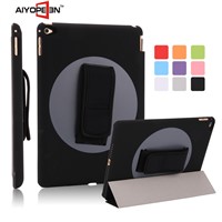 High Quality and Hot sales rotating 360 degree handheld PU case for iPad Air 2 back cover PC case