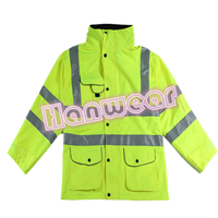 High visibility waterproof workwear safety jacket with hood H201501