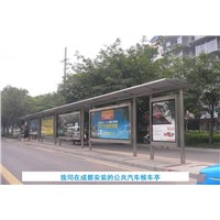 Bus shelter with stainless steel