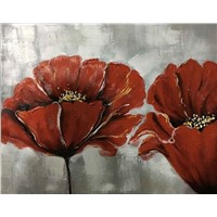 Oil painting 100% Handmade Flower design Red color