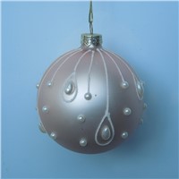 Christmas Day Glass Ball with White Pearl Decorative Glass China Supplier