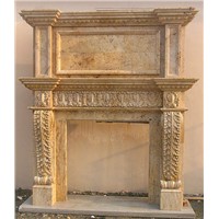 Double Marble Fireplace Of Carved Flower
