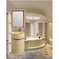Sandstone Decorative Bathroom Sink with Makeup Mirror