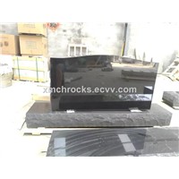 Black granite headstone, black granite monument