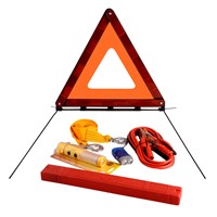 Car accessory safety kit with warning triangle