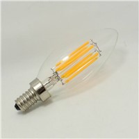 CE RoHs ETL Approved 6W Dimmable LED Filament Candle Bulb Light with Bullet Top E12 E14 Base
