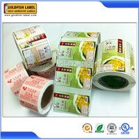 Printing single side food label roll labels