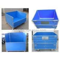 Business Industrial Folding Steel Wire Mesh Cage with PP Plate