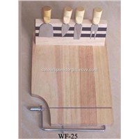 4 PCS Cheese Knife with Wood Chopping Board