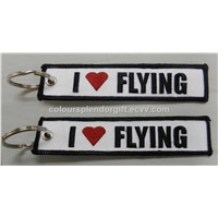 Airlines I LOVE FLYING Classic Embroidery Keychain Aviation Key Tag