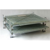 Supermarket stacking foldable secure storage metal cage with wheels