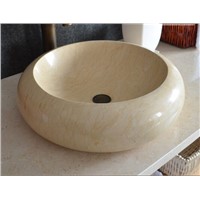 Sunny yellow marble  round vessel basin