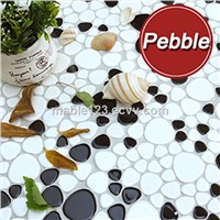 Black and white pebble irregular mosaic tile