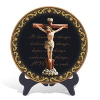 Handmade wood religious Christian Jesus on the cross plate  activated carbon carving crafts