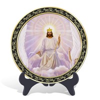 Home decoration religious Christian Jesus' ascension plate activated carbon carving wood craft