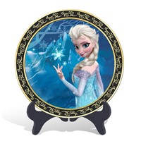 Home decorations famous cartoon Frozen character Elsa plate activated carbon carving craft