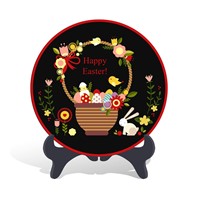 Home decorative Easter holiday gift plate activated carbon carving craft