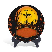 Home decorative Halloween holiday decorations and gift plate activated carbon carving craft