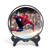 Promotional gift famous cartoon character Spiderman plate activated carbon carving craft