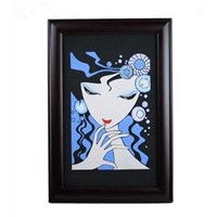 Wall hanging Charming lady solid wood photo frame embossment activated carbon carving craft