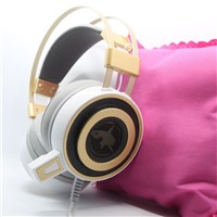 G-shark S2 Stereo Over-Ear Headset with Microphone and  Vibration LED Light Gold