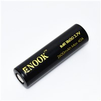 Enook 18650 2600mAh 40A 3.7V high drain rechargeable Li-Mn with flat top for electronic cigarettes