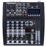 6 channel Professional Audio Mixer with USB, SD,  lcd display for show ID3 tag information