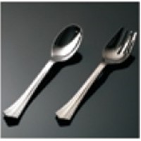 Disposable plastic heavy silverware include PS spoon and fork