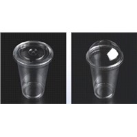 20oz/600ml PET Clear disposable cups with dome&amp;amp;flat lid for juice drinking, 98*61*140mm